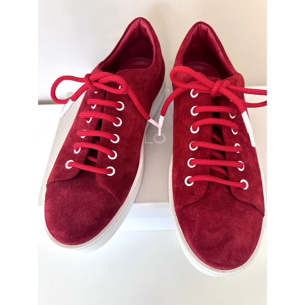 New Manolo Blahnik Red Suede Semanado Sneakers Size 9 Men’s Shoes